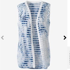 Chicos Striped Tie Dye Sheer Vest Top